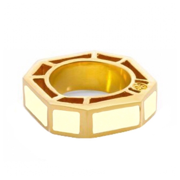 TORY BURCH • Rylan Enamel Logo Ring - Picture 1 of 9